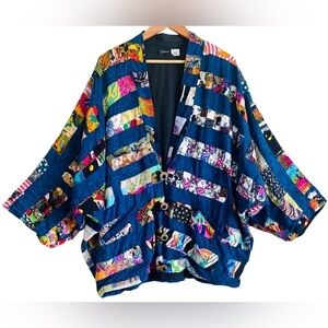 NATIVEWEAR DESIGNS Oversized Bohemian Lagenlook Appliqué Patchwork Jacket Size M